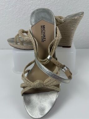 Michael Kors | Siren Espadrille Wedge Sandals | Platino Natural | 11